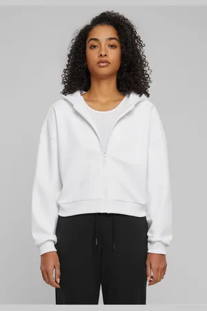 Urban classics Dámská mikina Cozy Short Zip bílá