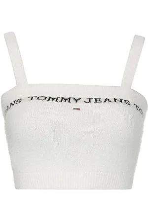 Tommy Hilfiger Tommy Jeans Top - TJW CROP FURRY CAMI TOP white