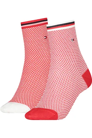 Tommy Hilfiger Socks - TH WOMEN SHORT SOCK 2P COLLEGIATE HONEYCOMB pink