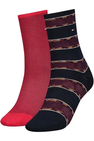 Tommy Hilfiger Socks - TH WOMEN SOCK 2P LEOPARD STRIPE red, black