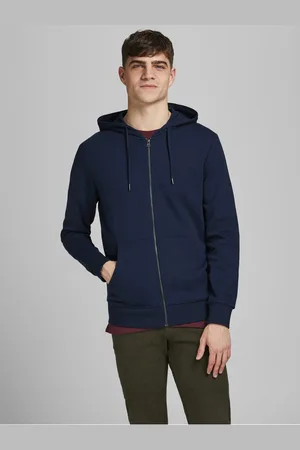 JACK & JONES Tmavě basic mikina s kapucí - Pánské