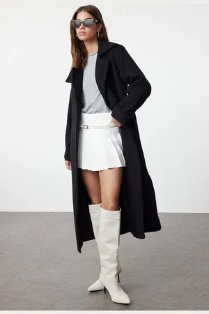 Trendyol Black Collar Detailed Oversize Woolen Coat