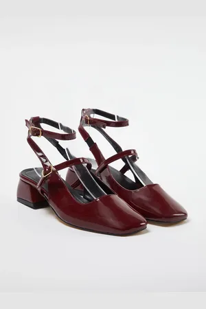 Trendyol Burgundy Mary Jane Ankle Strap Square Toe Women