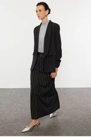Trendyol Black Shawl Collar Lined Regular Pattern Woven Blazer Jacket
