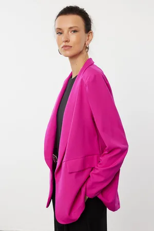 Trendyol Fuchsia Shawl Collar Regular/Regular Pattern Woven Blazer Jacket