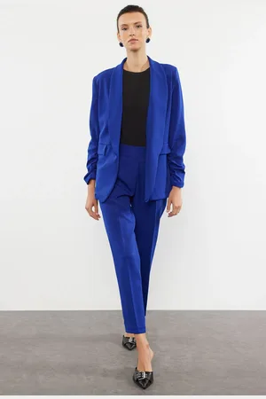 Trendyol Blue Woven Trousers-Blazer Jacket Set