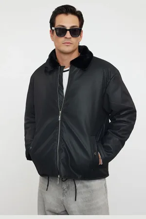Trendyol Black Regular Fit Fur Collar Winter Faux Leather Coat
