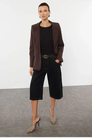 Trendyol Dark Brown Regular Lined Buttoned Woven Blazer Jacket