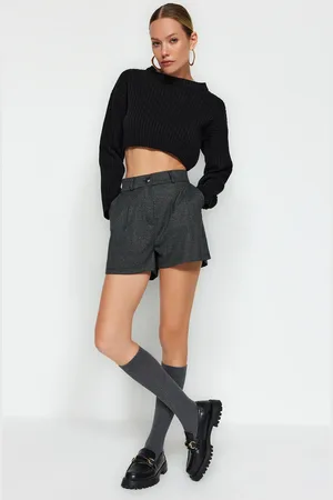 Trendyol Anthracite Regular Fit Woven Shorts