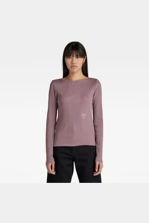 G-Star G-STAR T-shirt - Slim rib boatneck l\s wmn purple