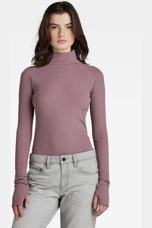 G-Star G-STAR Top - Rib mock slim l\s wmn purple