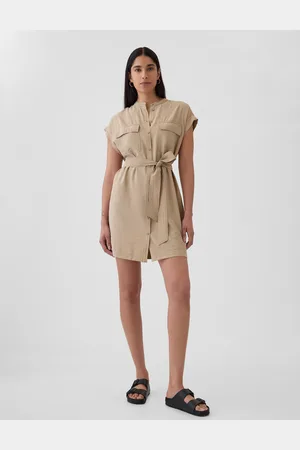 GAP Lněné mini šaty Utility - Dámské