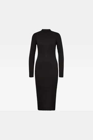 G-Star G-STAR Dress - Plated lynn dress mock slim knit wm black