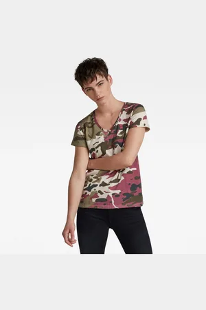 G-Star G-STAR T-shirt - Allover camo print in neck with top multicolor