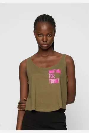 Mister Tee Ladies Waiting For Friday Box Tank olivový
