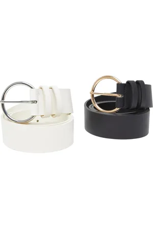 Urban classics Pásky Basic PU Belt 2-Pack smetanový+černý