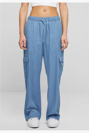 Urban classics Dámské džínové kalhoty Cargo Pants - modré