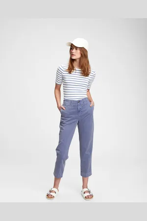 GAP Kalhoty high rise straight khaki - Dámské