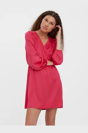 VERO MODA Tmavě růžové krátké šaty Kleo - Dámské