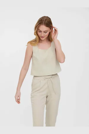 VERO MODA Béžové volné cropped tílko Josie - Dámské