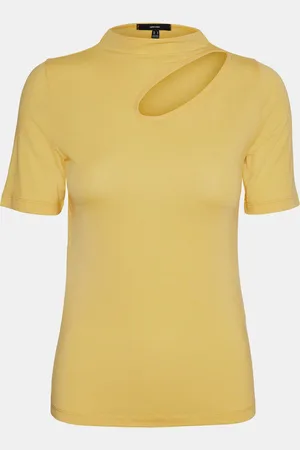 VERO MODA Žluté tričko s průstřihem Glow - Dámské