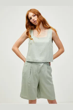 VERO MODA Světle zelené volné cropped tílko Josie - Dámské