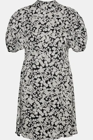 VERO MODA Bílo-černé květované šaty s balonovými rukávy Lydia - Dámské