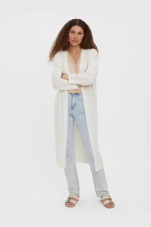 VERO MODA Krémový dlouhý kardigan Uzuri - Dámské