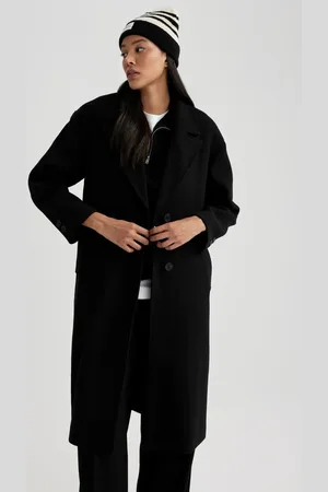 DeFacto Oversize Wide Mold Double Breasted Collar Woolen Buttoned Long Cashmere Coat