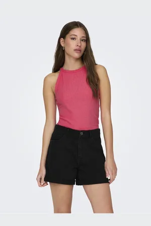 ONLY Tmavě růžový dámský žebrovaný basic top Emma - Dámské