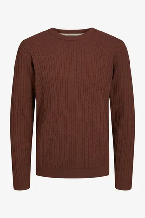 JACK & JONES Hnědý pánský svetr Arthur - Pánské