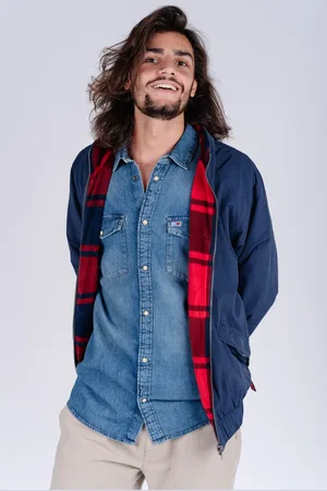 Tommy Hilfiger Tommy Jeans Jacket - TJM REVERSIBLE PLAID JACKET blue