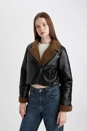 DeFacto Regular Fit Polo Collar Faux Für Lined Coat