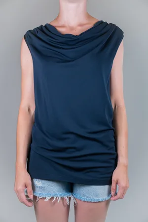 Tommy Hilfiger Top - NADIA DRAPE NK TOP NS dark blue