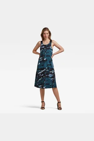 G-Star G-STAR Dress - A-line dungaree camo ao dress blue