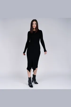 Michael Kors Dress - DRAPE HEM MIDI DRESS black