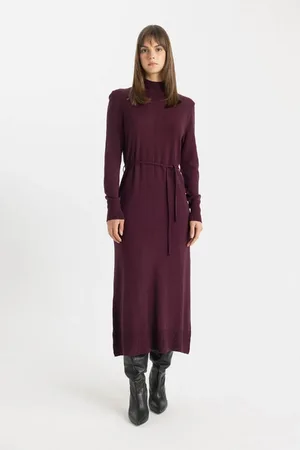 DeFacto Regular Fit Half Turtleneck Maxi Knit Dress