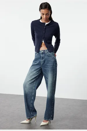 Trendyol Blue High Waist Barrel Jeans