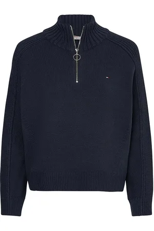 Tommy Hilfiger Sweater - ZIP-UP HIGH-NK SWEATER blue