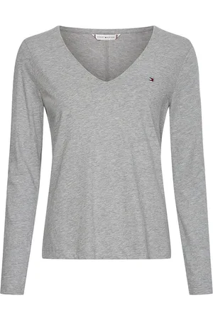 Tommy Hilfiger Top - REGULAR CLASSIC V-NK TOP LS grey
