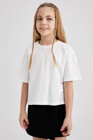 DeFacto Girl Short Sleeve White Basic T-Shirt