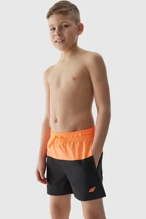 4F Chlapecké plážové šortky typu boardshorts - oranžové