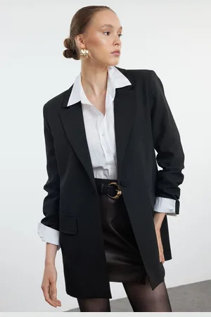 Trendyol Black Oversized Lined Woven Blazer Jacket