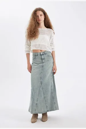 DeFacto Fashion Fit Pocketed Jean Maxi Skirt