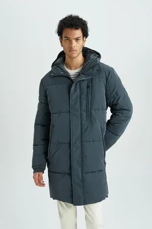 DeFacto Hooded Puffer Parka Faux Für Lined Zippered Pocket