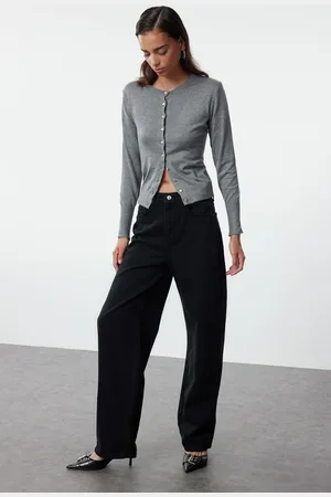 Trendyol Black High Waist Barrel Baggy Jeans