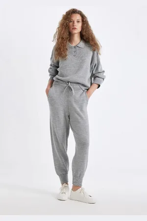 DeFacto Jogger Knitted Pants Pocket Basic Straight Waist Elastic Laced