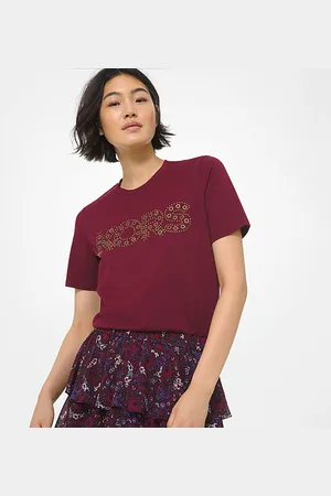 Michael Kors T-shirt - KORS STUDDED TEE burgundy