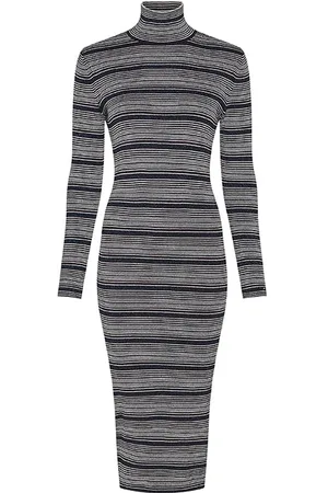 Tommy Hilfiger Dress - METALLIC HIGH-NK DRESS LS white/black