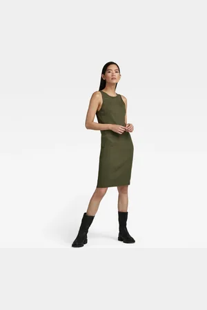 G-Star G-STAR Dress - Engineered rib tank dress green